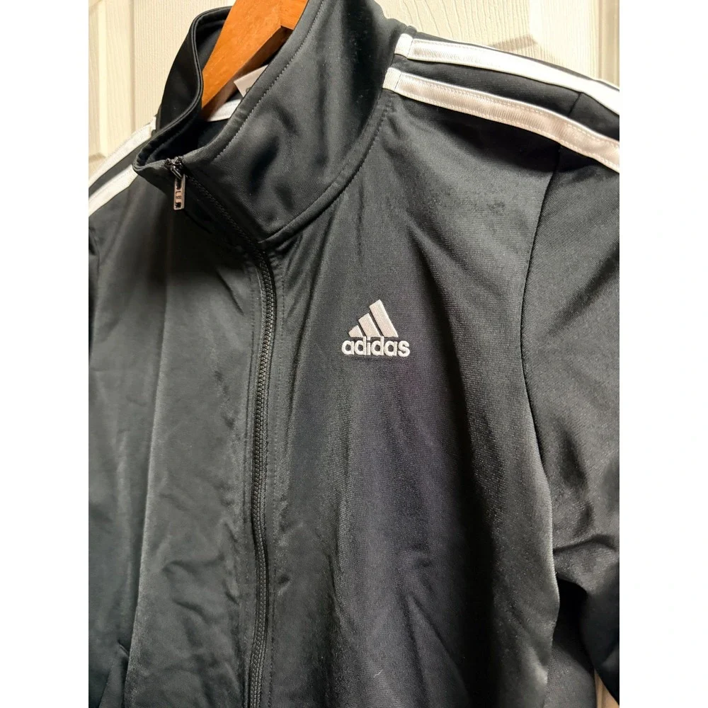 Adidas Kids Large 14/16 Black‎ Full Zip 3-Stripes Track Jacket